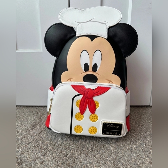 Loungefly Mickey Mouse Chef Backpack - Black, White, Red - Picture 1 of 7
